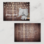Elephant Breng een Boek Rustige Baby shower Tussen Informatiekaartje (Voorkant / Achterkant)