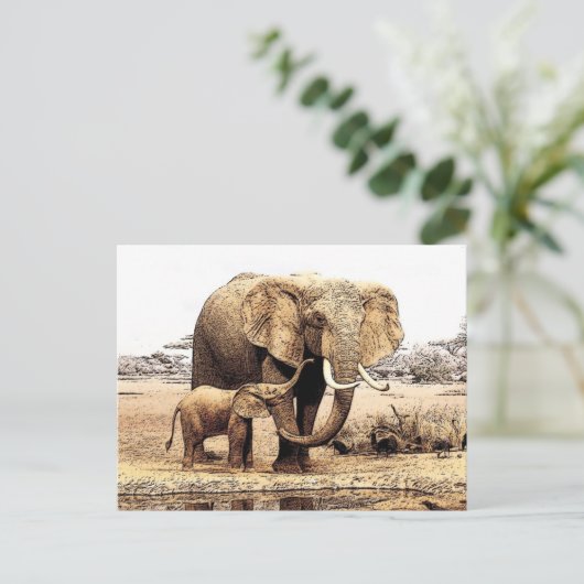 Elephant Briefkaart (Staand voorkant)