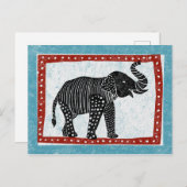 Elephant Briefkaart Blue Red Black White (Voorkant / Achterkant)