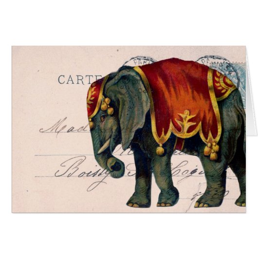  Elephant Briefkaart en Postmark Digitale Kunst (Voorkant Horizontaal)