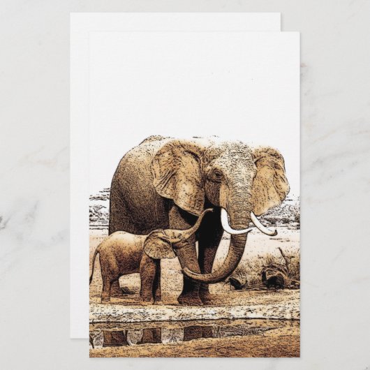 Elephant Briefpapier (Voorkant / Achterkant)
