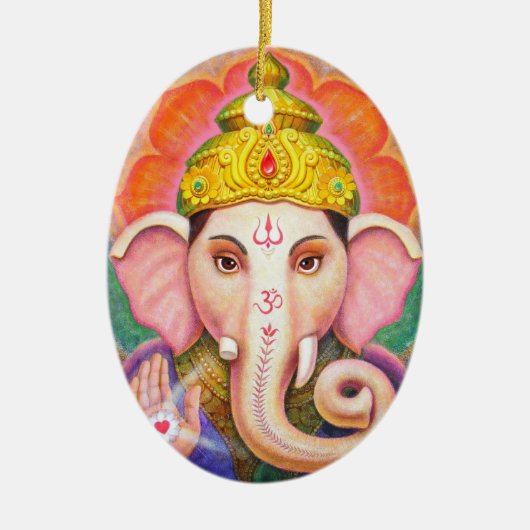 Elephant Buddha Art Ganesha kerstversiering Keramisch Ornament (Voorkant)