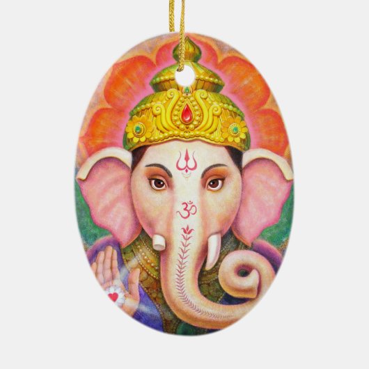 Elephant Buddha Art Ganesha kerstversiering Keramisch Ornament (Achterkant)