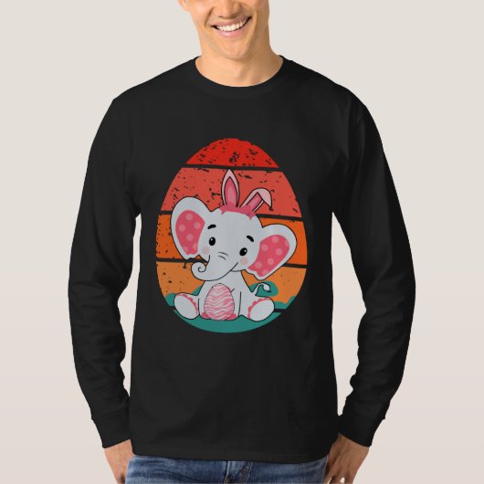 Elephant Bunny Happy Easter Eggs Retro Men Women K T-shirt (Voorkant)