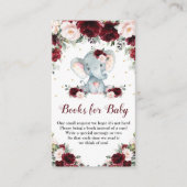 Elephant Burgundy Blush Floral Books voor Baby Informatiekaartje (Voorkant)