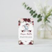 Elephant Burgundy Blush Floral Diaper Raffle Baby Informatiekaartje (Staand voorkant)