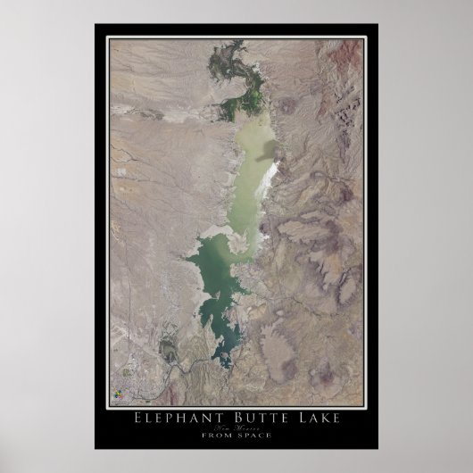 Elephant Butte Lake New Mexico Satellite Map Poster (Voorkant)