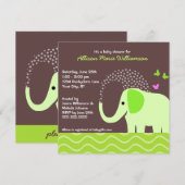 Elephant & Butterflies Baby shower Kaart (Voorkant / Achterkant)