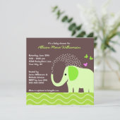 Elephant & Butterflies Baby shower Kaart (Staand voorkant)