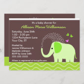 Elephant & Butterflies Baby shower Kaart (Voorkant / Achterkant)