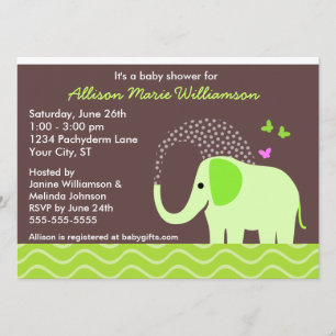 Elephant & Butterflies Baby shower Kaart