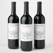 Elephant Butterflies Baby shower Wine Label Wijn Etiket (Flessen)