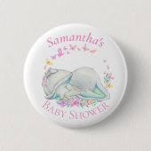 Elephant Butterflies Blue Baby shower Button (Voorkant)
