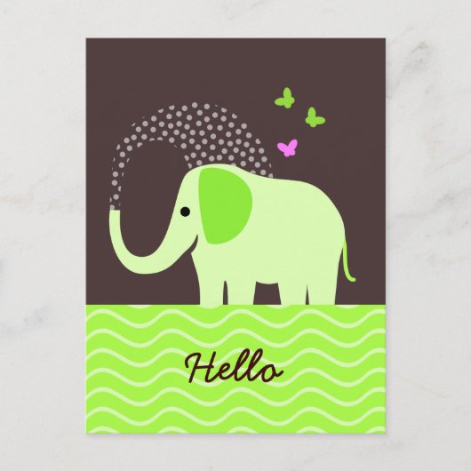 Elephant & Butterflies Briefkaart (Voorkant)