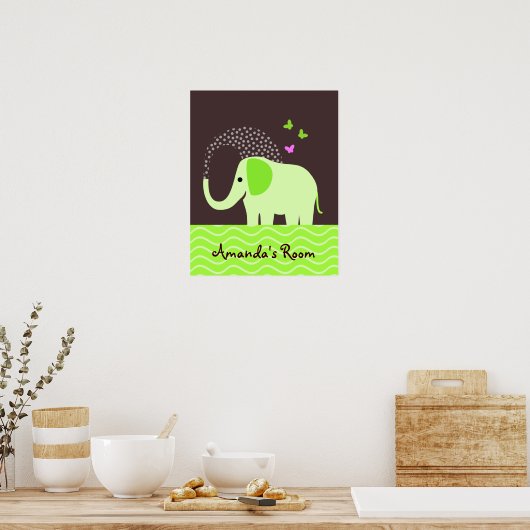 Elephant & Butterflies Poster (Keuken)