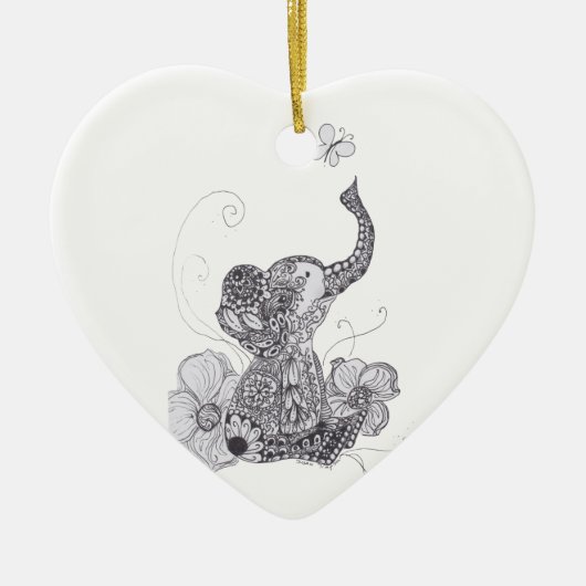 Elephant Butterfly Keramisch Ornament (Voorkant)