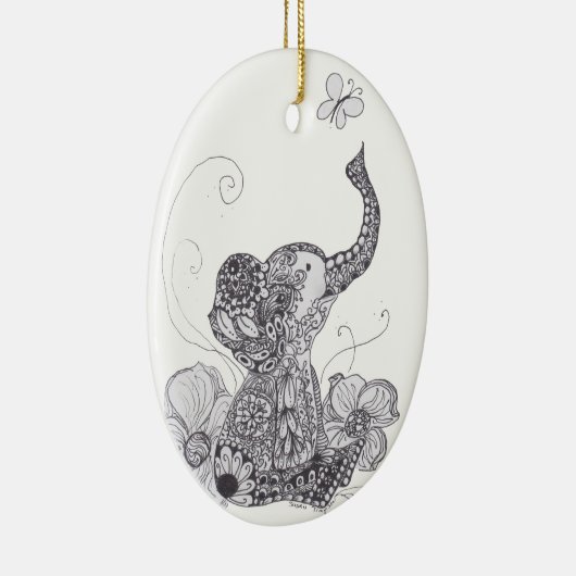 Elephant Butterfly Keramisch Ornament (Rechts)