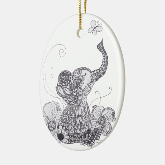 Elephant Butterfly Keramisch Ornament (Links)