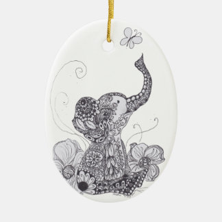Elephant Butterfly Keramisch Ornament