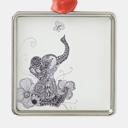 Elephant Butterfly Metalen Ornament (Voorkant)