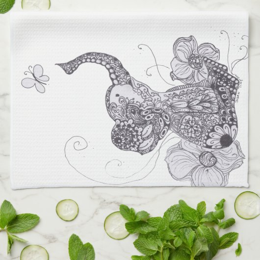 Elephant Butterfly Theedoek (Gevouwen)