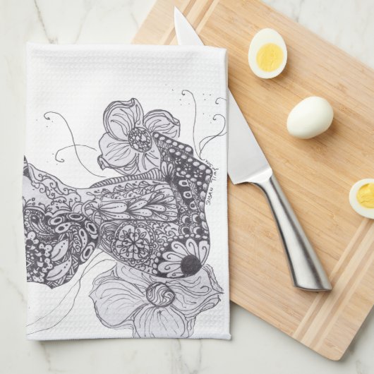 Elephant Butterfly Theedoek (Quarter Fold)