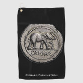 Elephant Caesar Roman Emperor Coin Round Golfhanddoek (Voorkant)