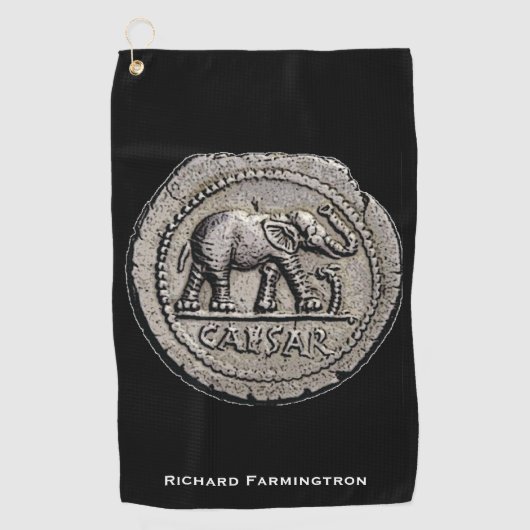 Elephant Caesar Roman Emperor Coin Round Golfhanddoek (Voorkant)
