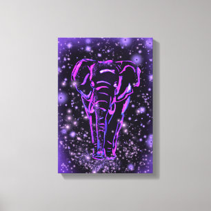 Elephant Canvas Afdrukken Paarse roze Sterrennacht