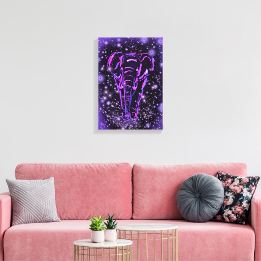 Elephant Canvas Afdrukken Paarse roze Sterrennacht (Insitu (Woonkamer))