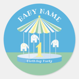 Elephant Carrousel Colorful 1st Classic Round Stic Ronde Sticker