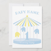 Elephant Carrousel Colorful First Uitnodiging (Voorkant)