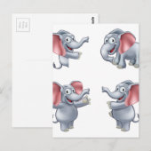 Elephant Cartoon Masoct Briefkaart (Voorkant / Achterkant)
