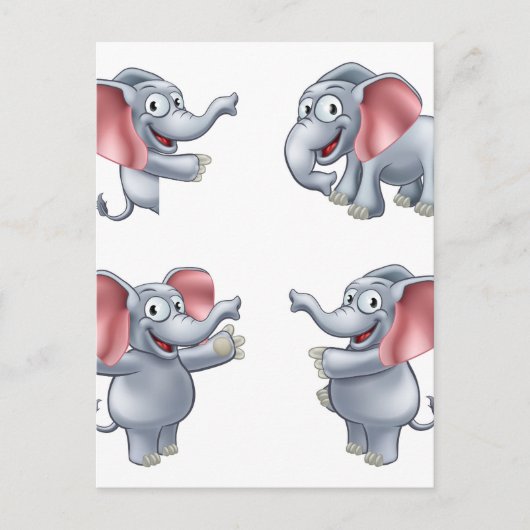Elephant Cartoon Masoct Briefkaart (Voorkant)