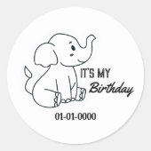 Elephant Cartoon Ronde Sticker (Voorkant)