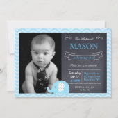 Elephant Chalkboard Birthday Party Invitations Kaart (Voorkant)