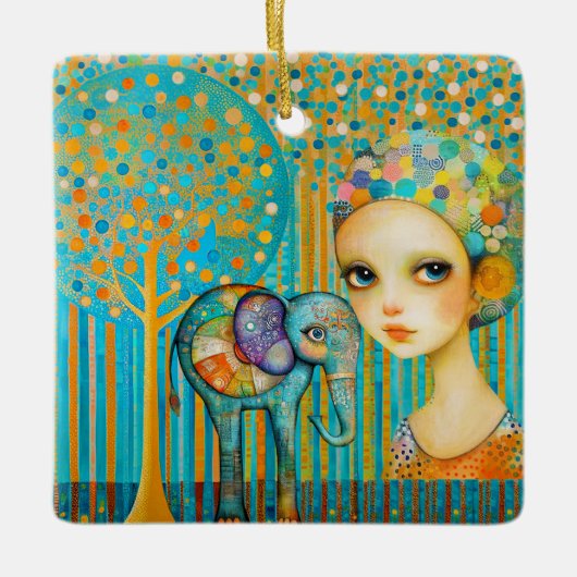 Elephant Charm Keramisch Ornament (Voorkant)