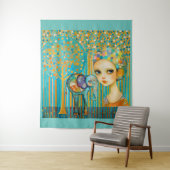 Elephant Charm Tapestry Wandkleed (In situ)