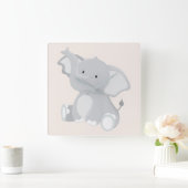 Elephant Charm Vierkante Klok (Huis)