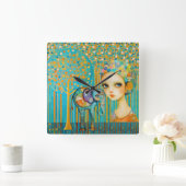 Elephant Charm Vierkante Klok (Huis)