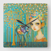 Elephant Charm Vierkante Klok (Voorkant)