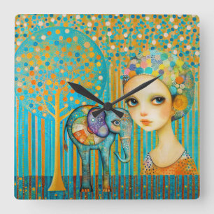 Elephant Charm Vierkante Klok