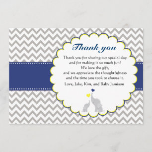 Elephant Chevron Baby shower bedankkaart