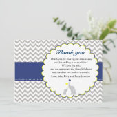 Elephant Chevron Baby shower bedankkaart (Staand voorkant)