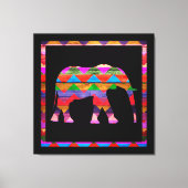 Elephant Chevron Pattern on Wood Canvas Afdruk (Voorkant)