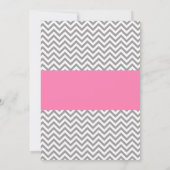 Elephant Chevron Pink Grey Girl Baby shower Kaart (Achterkant)