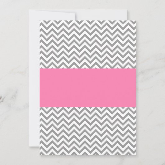Elephant Chevron Pink Grey Girl Baby shower Kaart (Achterkant)