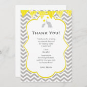 Elephant Chevron Yellow Baby shower Hartelijk dank Bedankkaart (Voorkant / Achterkant)