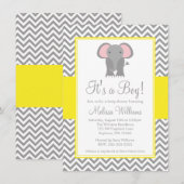Elephant Chevron Yellow Grey Baby shower Kaart (Voorkant / Achterkant)
