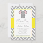 Elephant Chevron Yellow Grey Baby shower Kaart (Voorkant)